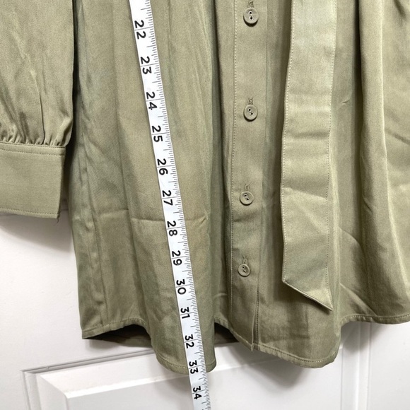 PAIGE Olive Green Utility Belted Mini Shirt Dress Cotton Twill Long Sleeve S - Picture 6 of 13